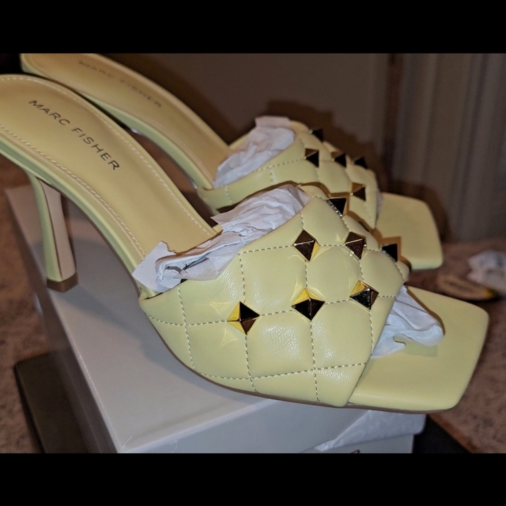 Marc Fisher Yellow Studded Women's Heels